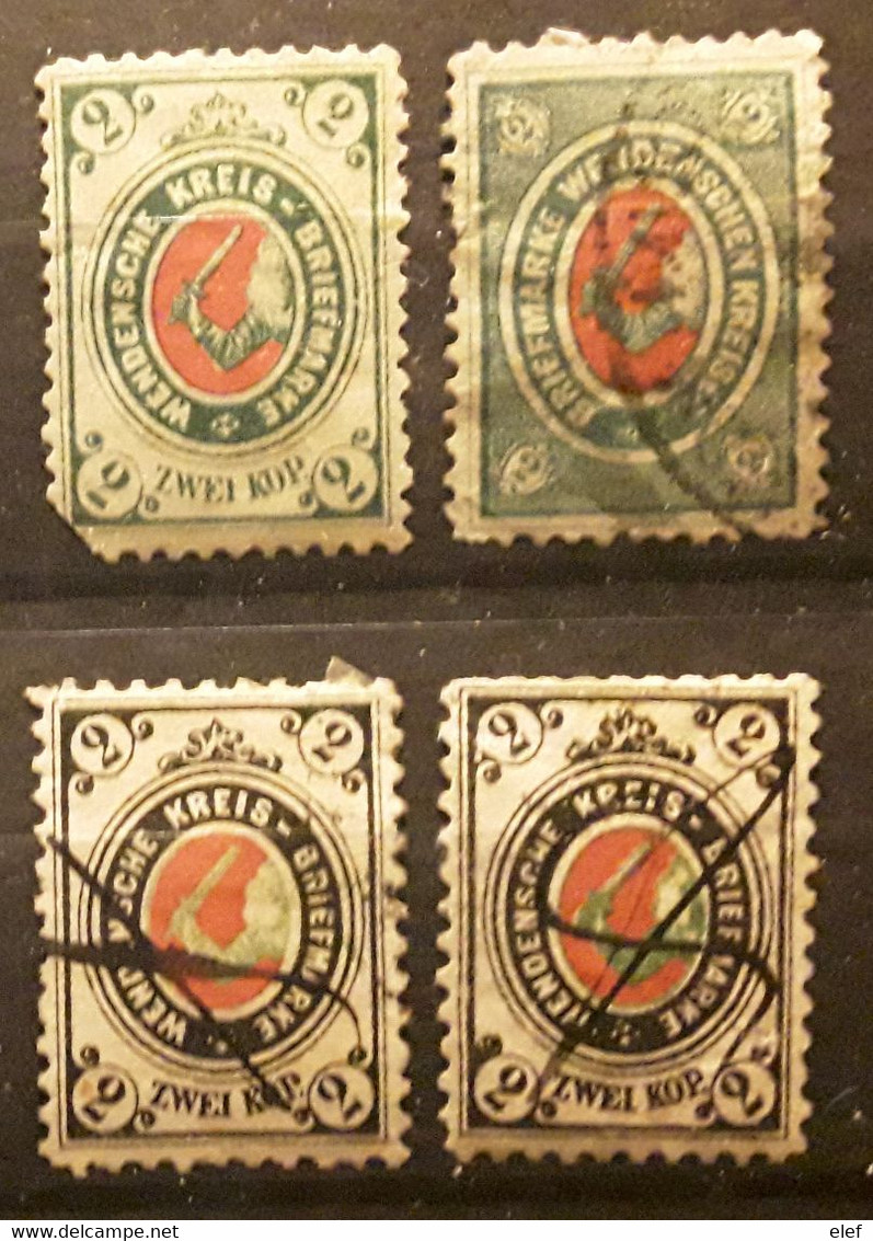 RUSSIA Russie WENDEN Lettonie 1875 - 1880, 4 Timbres  Yvert No 8 * Non Compté, 9 Obl ,10 × 2 Nuances Obl Plume Pen  TB - Zemstvos