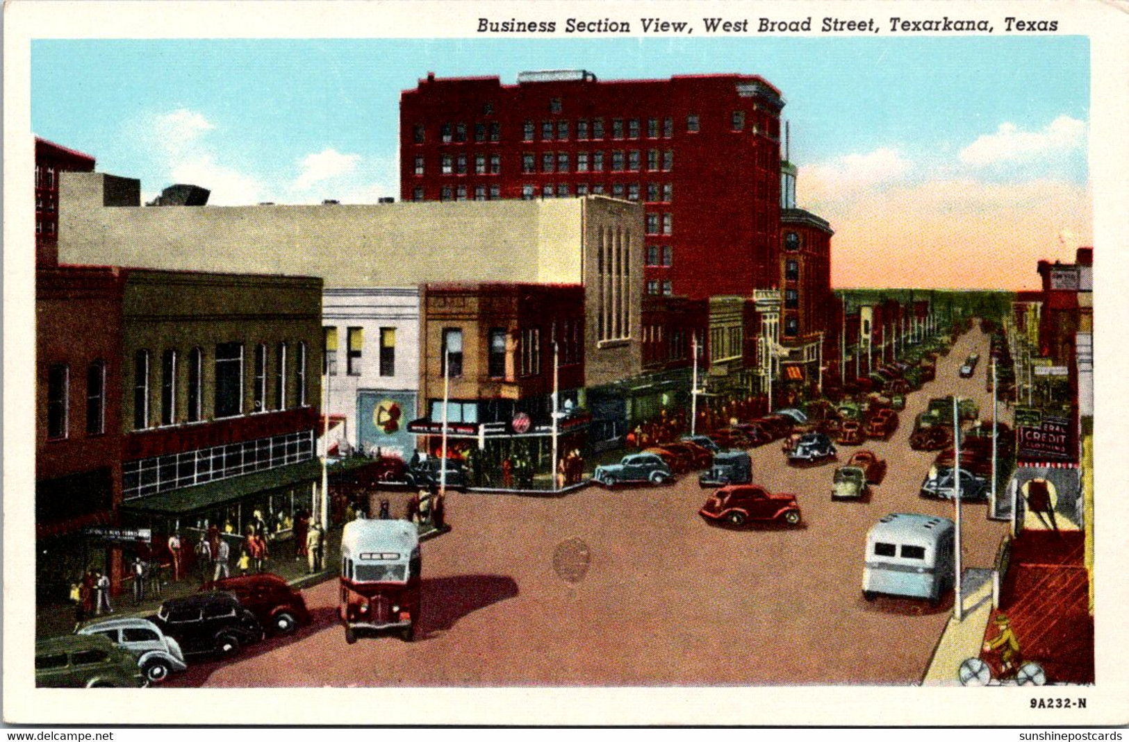 Texas Texarkana West Broad Streeet Business Section Curteich - Dallas