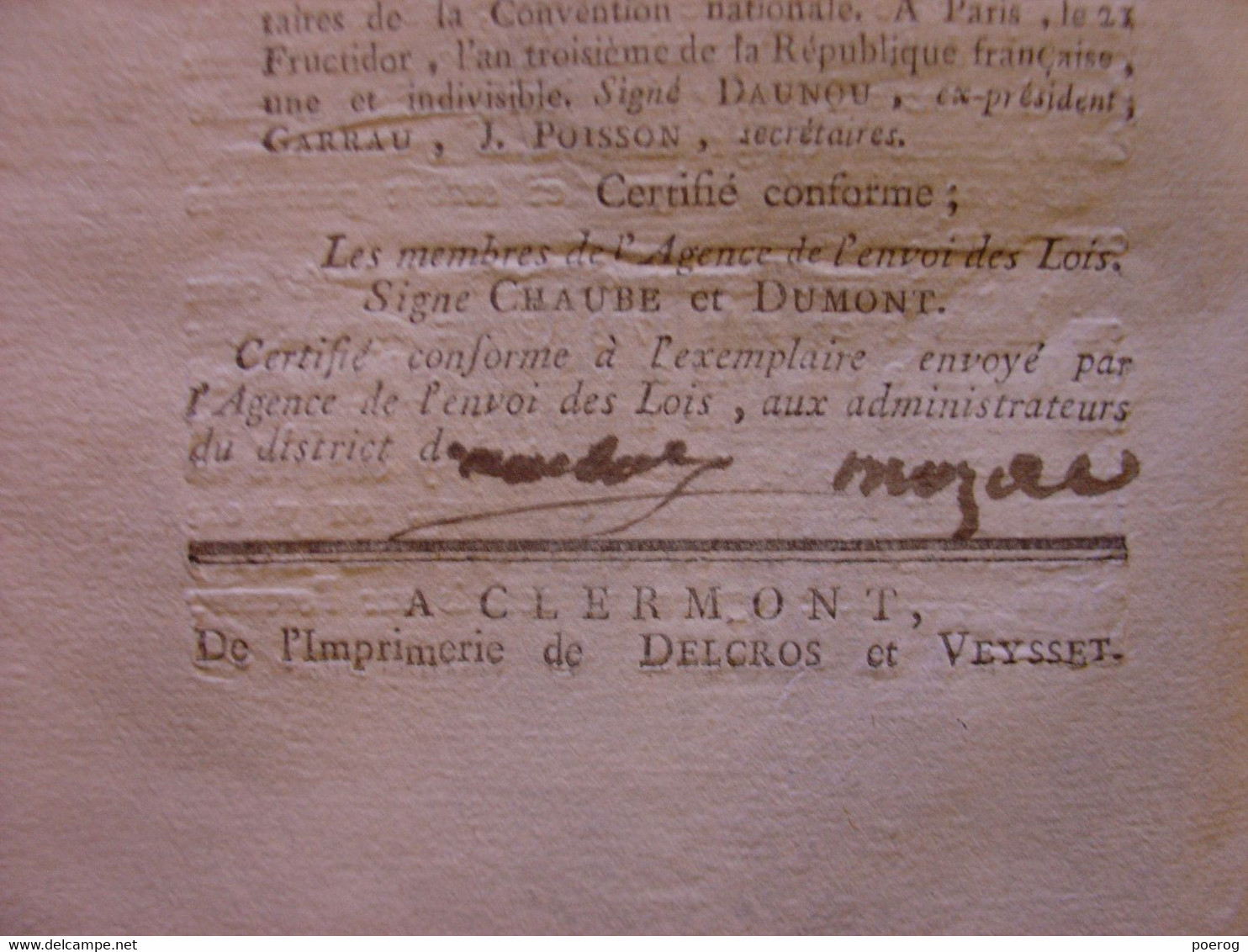 LOI DE 1795 RELATIVE AUX EMIGRES DE TOULON RENTRES SUR LE TERRITOIRE - Bulletin - Décrets & Lois
