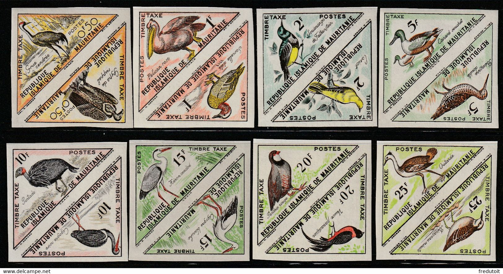 MAURITANIE - NON DENTELE - Timbres Taxe N°34/49 ** (1963) Oiseaux - Mauritania (1960-...)