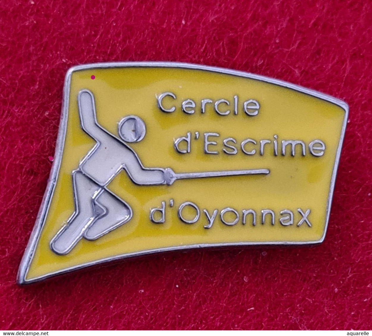 SUPER PIN'S ESCRIME : CLUB, CERCLE D'ESCRIME D'OYONNAX En Email Cloisonné Base Argent, Clou Serti   2,3X1,7cm - Schermen