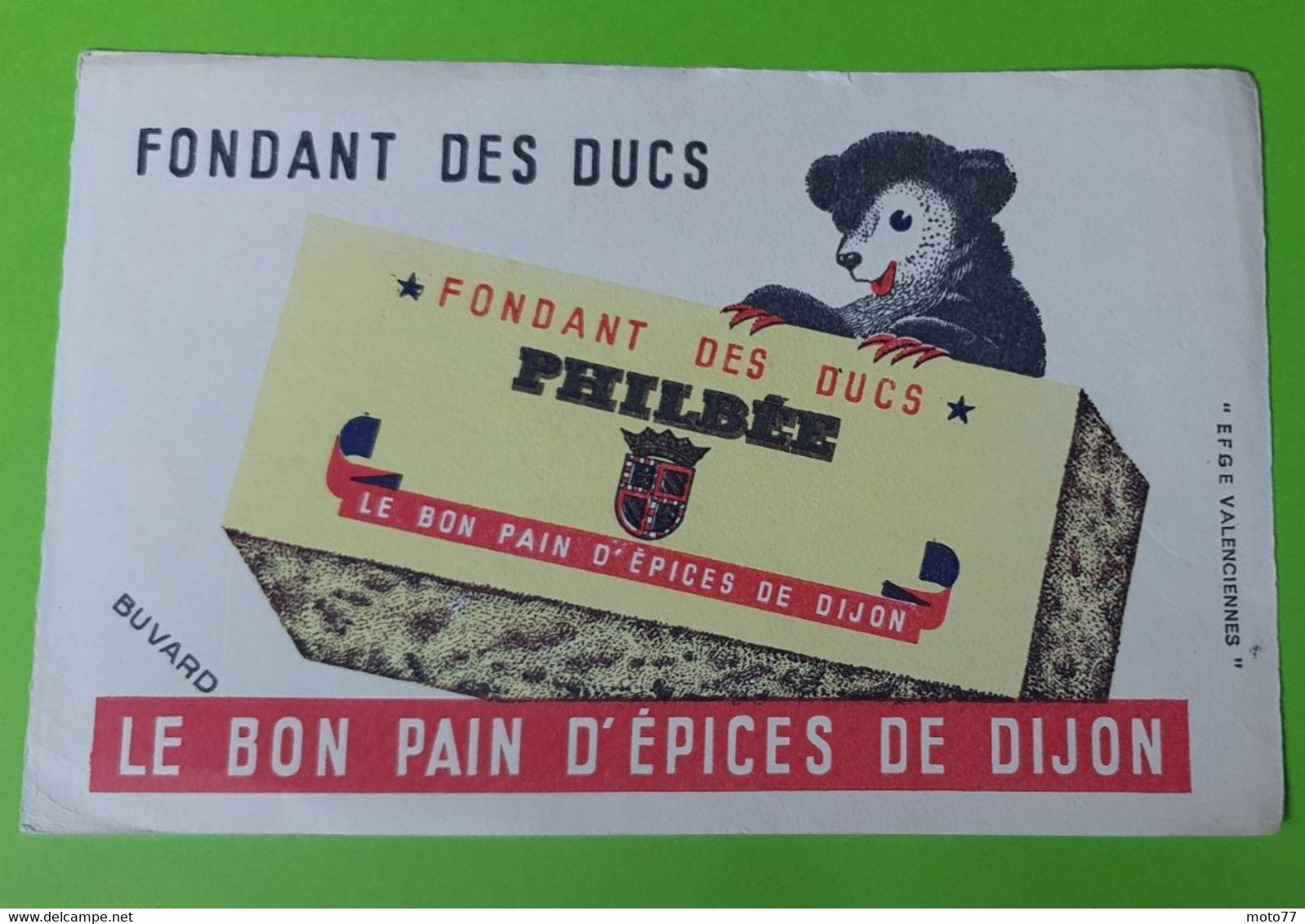 Buvard 67 - Pain D'épices De Dijon PHILBEE - Ours - état D'usage : Voir Photos - 21x14 Cm Environ - Année 1960 - Honigkuchen-Lebkuchen