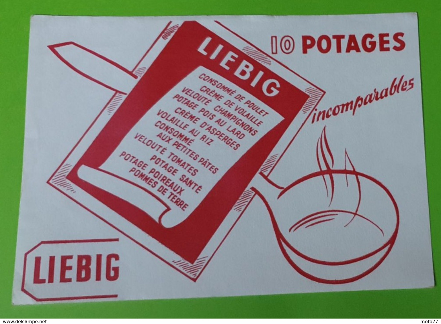 Buvard 222 - Potage LIEBIG - Etat D'usage : Voir Photos - 20x14.5 Environ - Année 1950 - Soups & Sauces