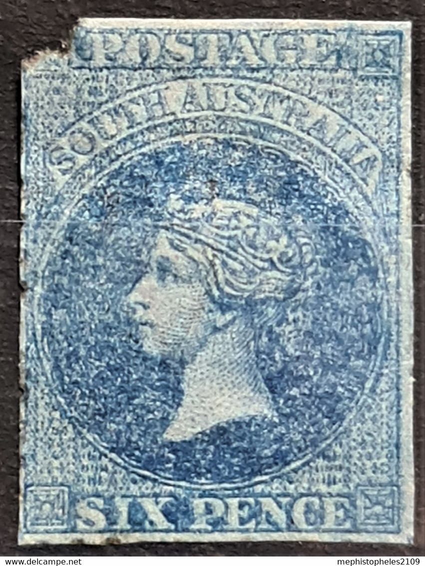 SOUTH AUSTRALIA 1855 - MLH - Sc# 12 - 6d - Damaged On Upper Left Corner! - Mint Stamps