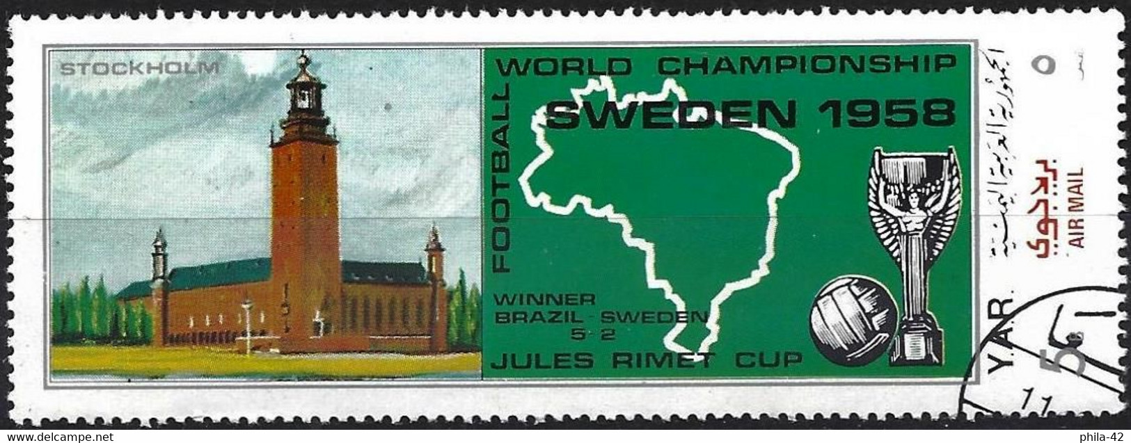 Yemen (YAR) 1970 - Mi 1093 - YT Pa 114B ( World Football Cup 1958 In Sweden - City Hall Stockholm ) Airmail - 1958 – Suède