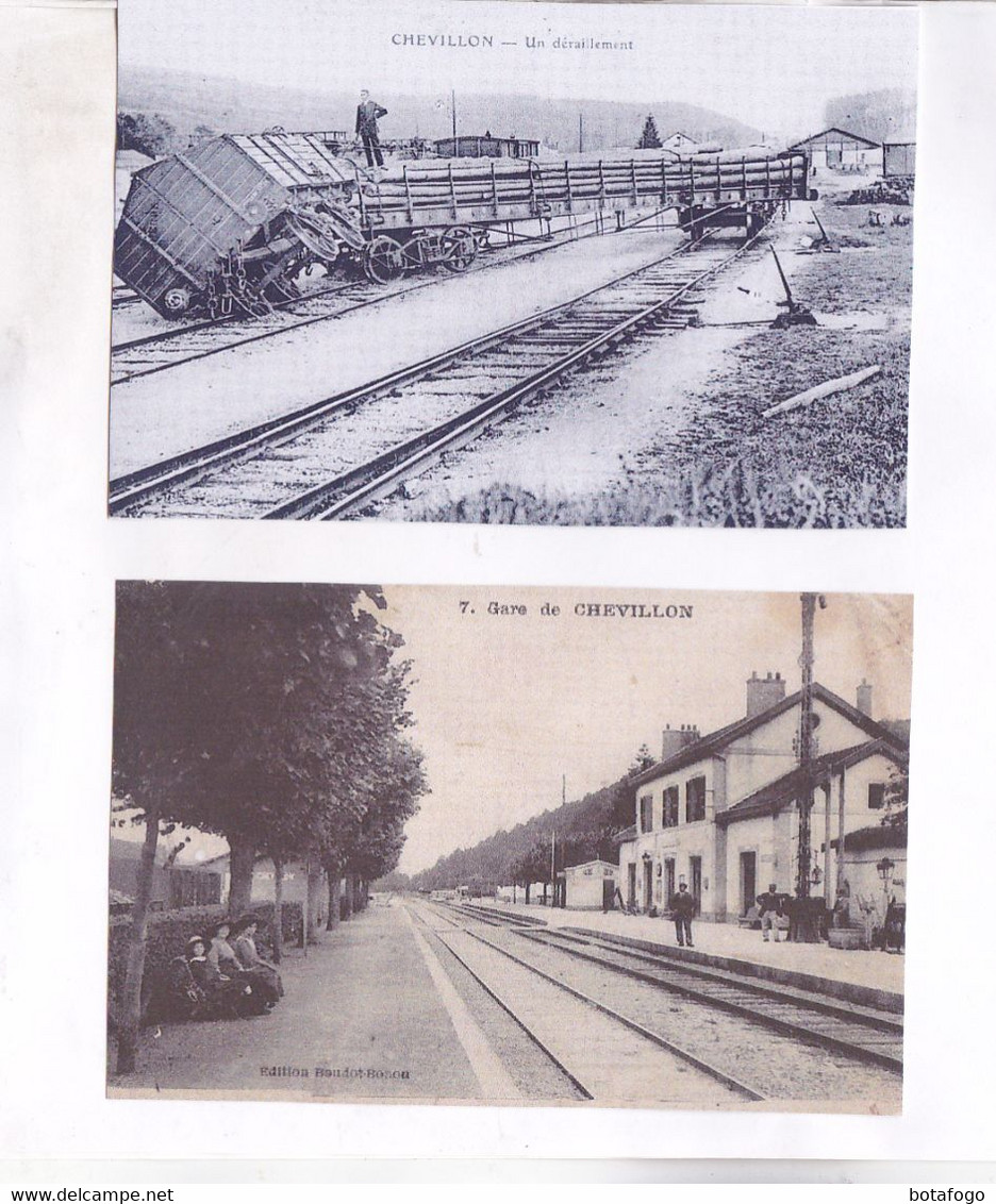 5 PHOTOS , REPRODUCTION GARE DE CHEVILLON DPT52 - Chevillon