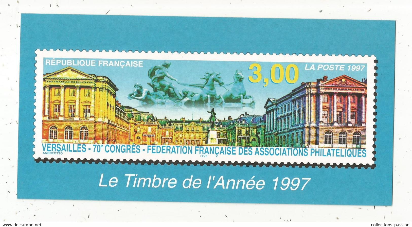 Cp, 210 X 105 Mm, VERSAILLES, 70 E Congrés , Fédération Française Des Associations Philatéliques ,1997, Frais Fr 1.65 E - Stamps (pictures)