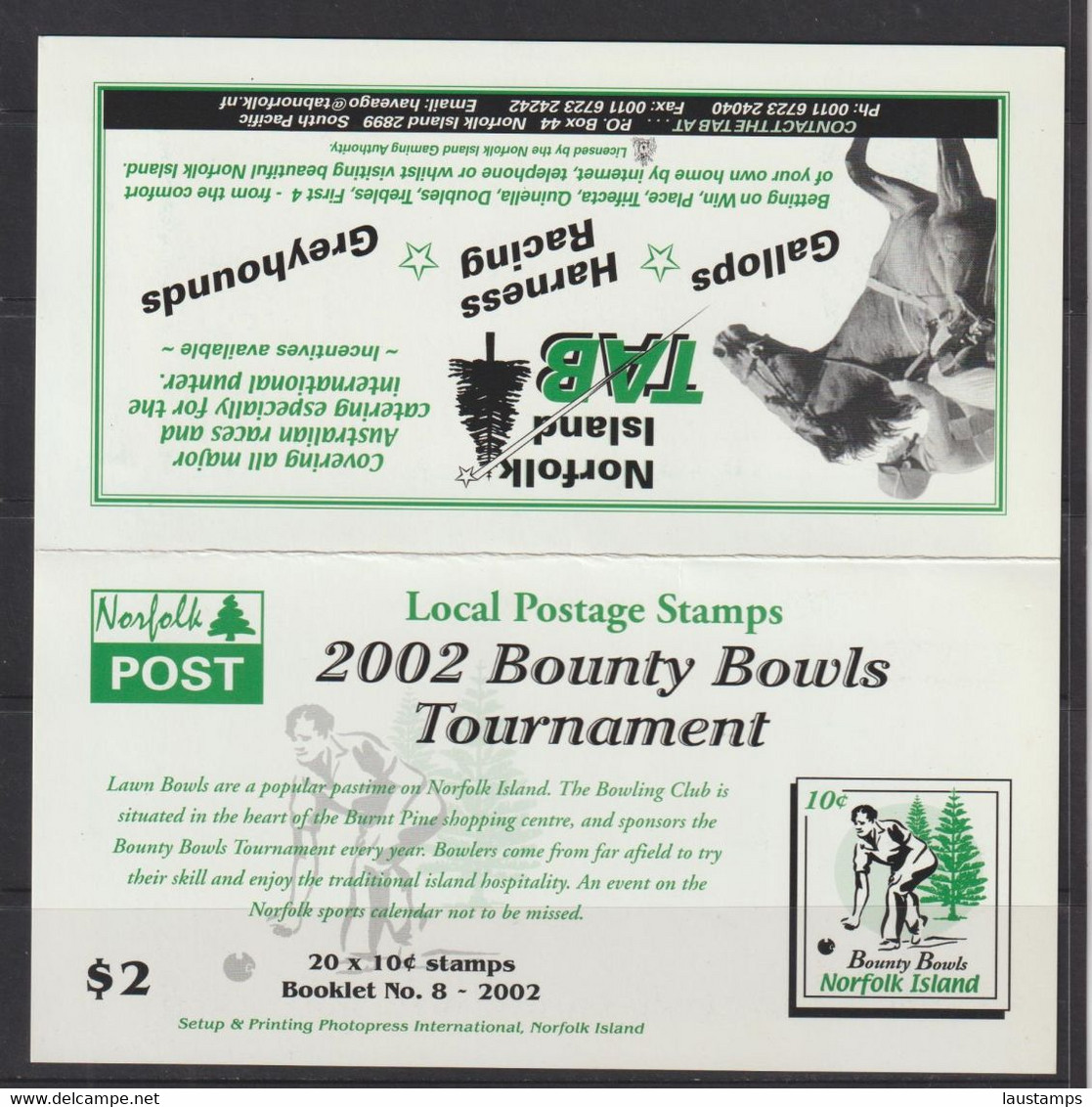 Norfolk Island 2002 Bounty Bowls Tournament Booklet MNH - Petanca