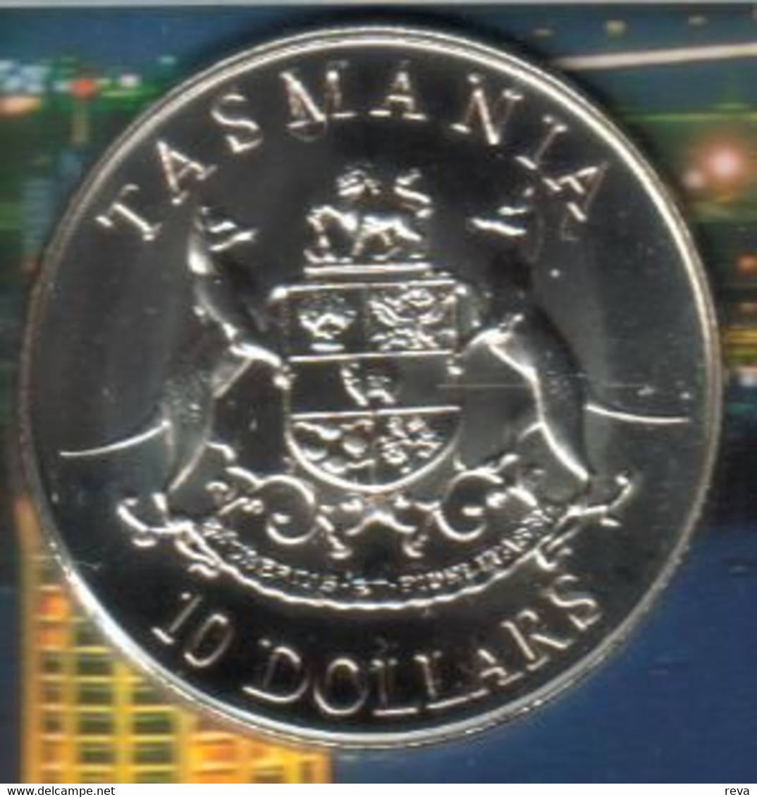 AUSTRALIA $10 STATE SERIES TASMANIA 1991 SILVER PROOF KM153 READ DESCRIPTION CAREFULLY !!! - 10 Dollars