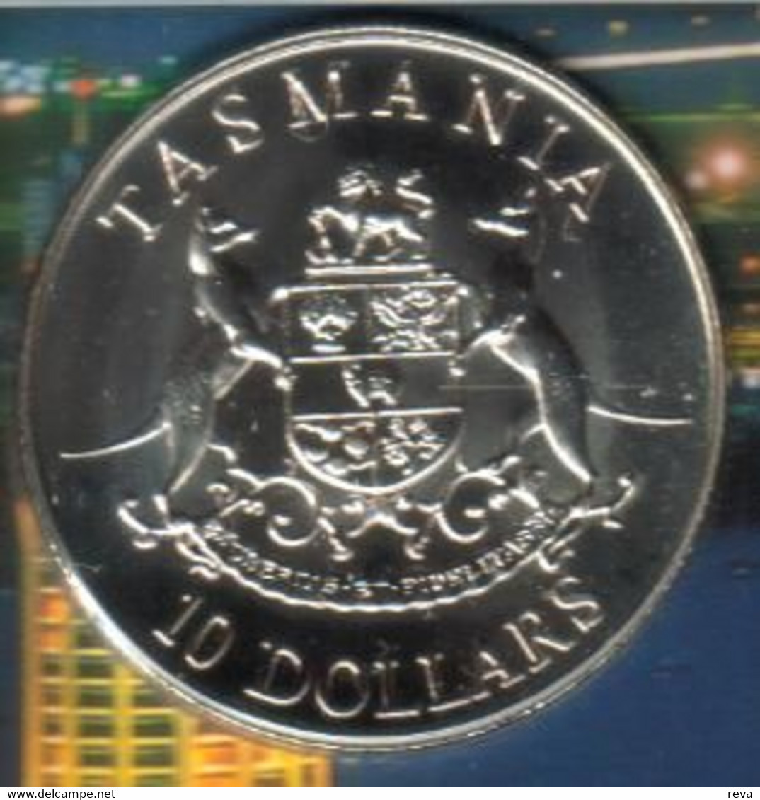 AUSTRALIA $10 STATE SERIES TASMANIA 1991 SILVER UNC KM153 READ DESCRIPTION CAREFULLY !!! - 10 Dollars