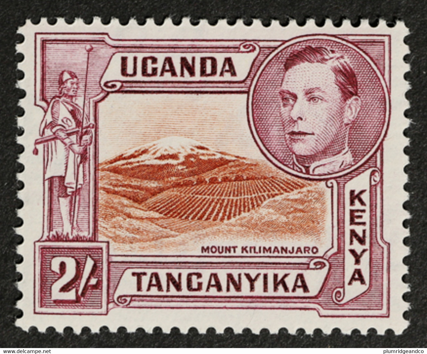 Kenya, Uganda And Tanganyika 1938 K.G.VI 2s Lake Brown And Purple Perf. 13¾x12¼ - Kenya, Uganda & Tanganyika