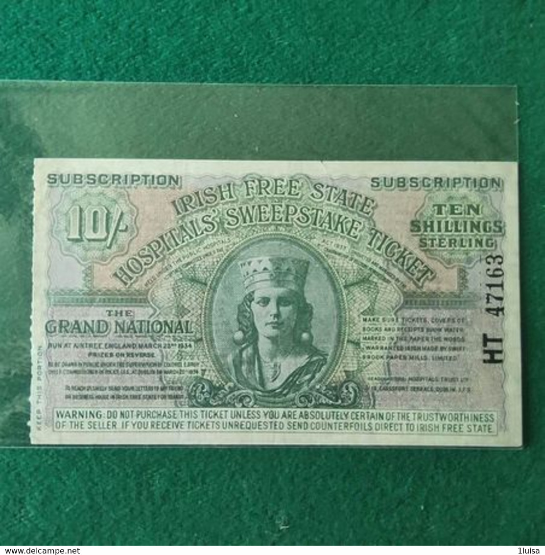 IRLANDA IRISH OSPITALS 10 SHILLING 1934 - Irland