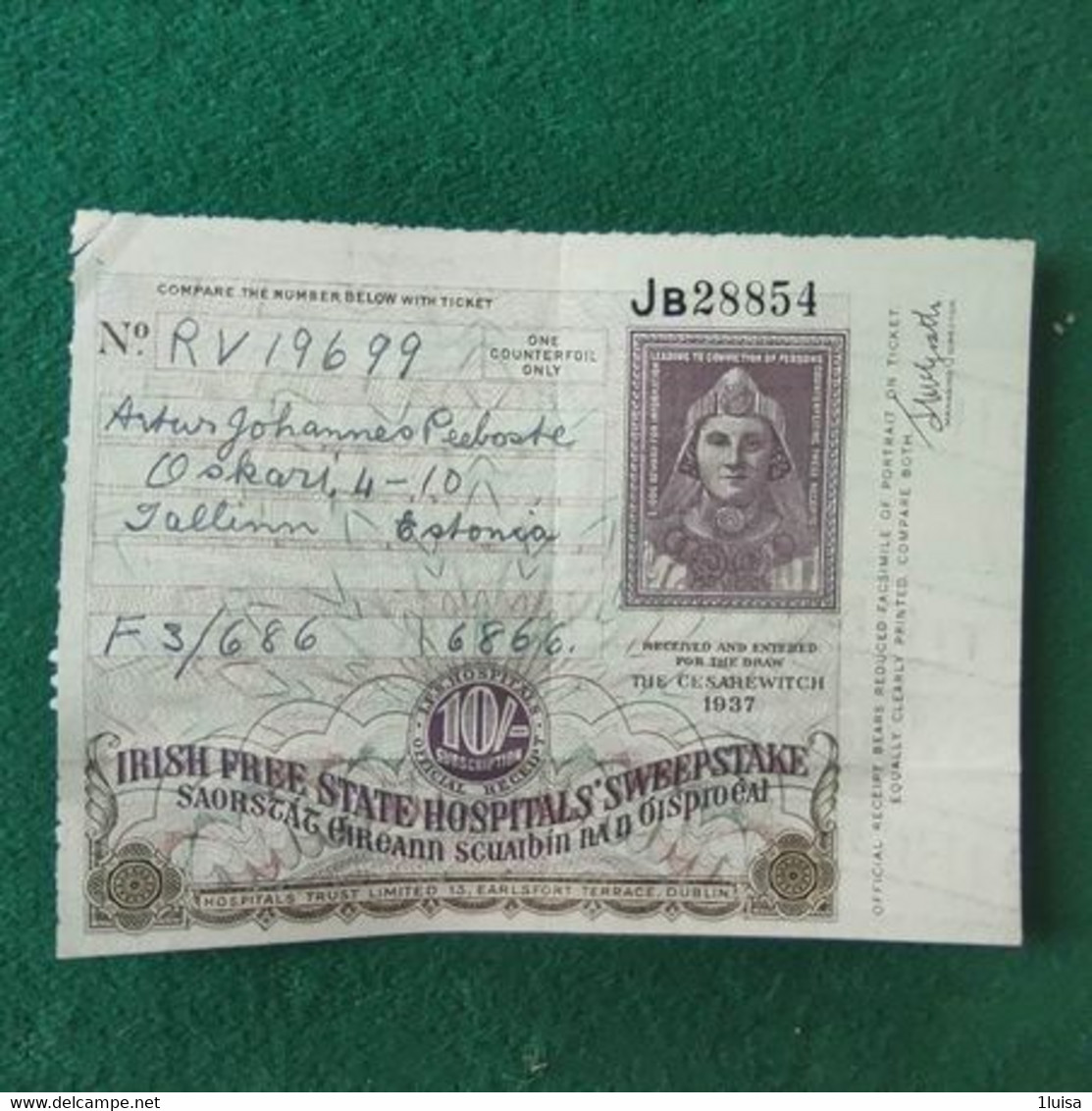 IRLANDA IRISH OSPITALS 10 SHILLING 1937 - Ireland