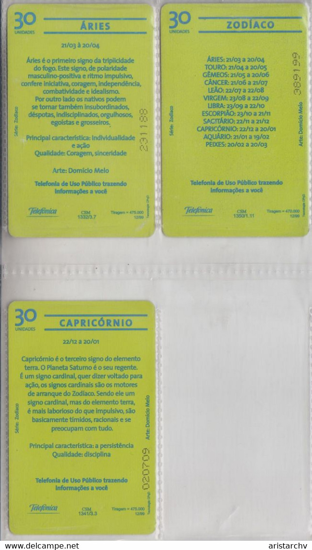 BRASIL 2001 ZODIAC HOROSCOPE FULL SET OF 13 CARDS - Zodiaque