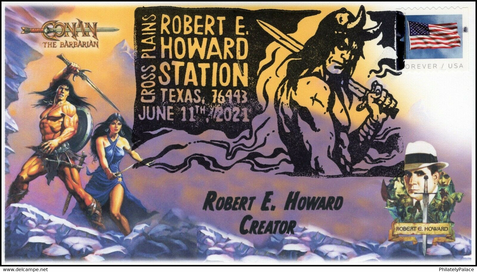 2021 NEW *** USA United States Cover Robert E Howard, Event Cover, Pictorial Postmark, Conan The Barbar (**) - Lettres & Documents