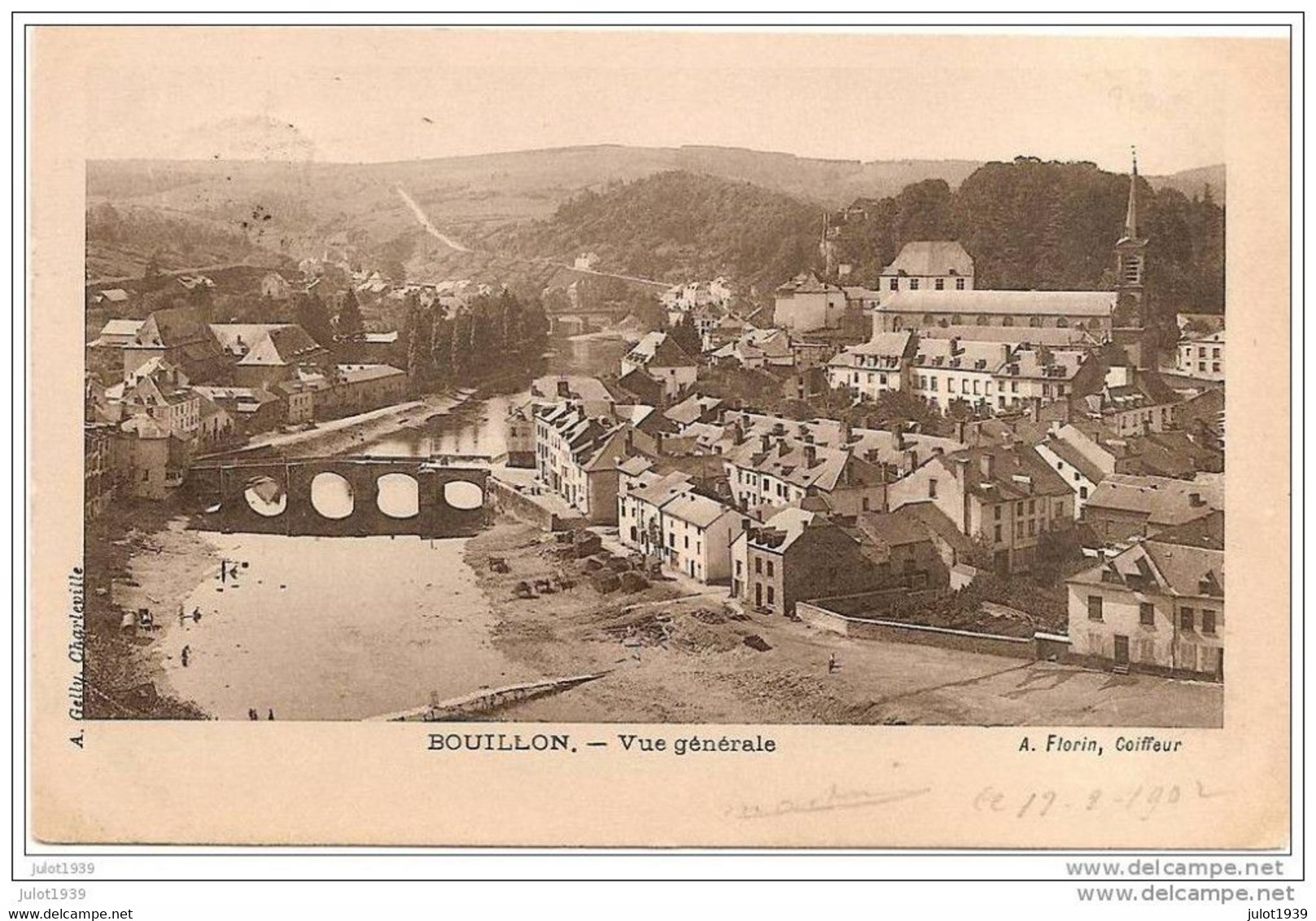 BOUILLON ..-- PASSERELLE !!! . 1902 Vers BEAURAING ( Mr MARTIN , à L' Enregistrement ) . Voir Verso . - Bouillon