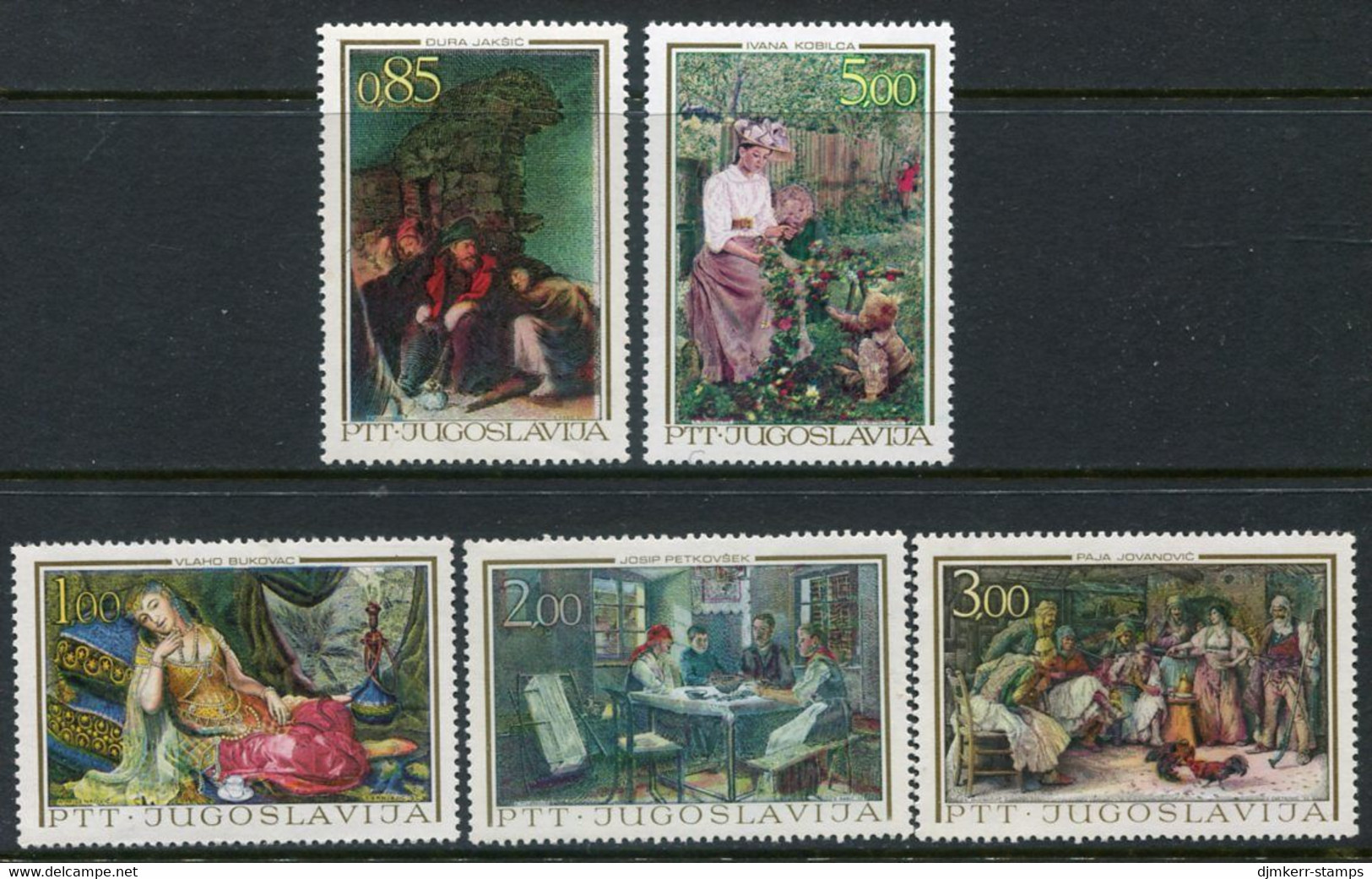 YUGOSLAVIA 1967 19th Century Paintings MNH / **.  Michel 1257-61 - Unused Stamps