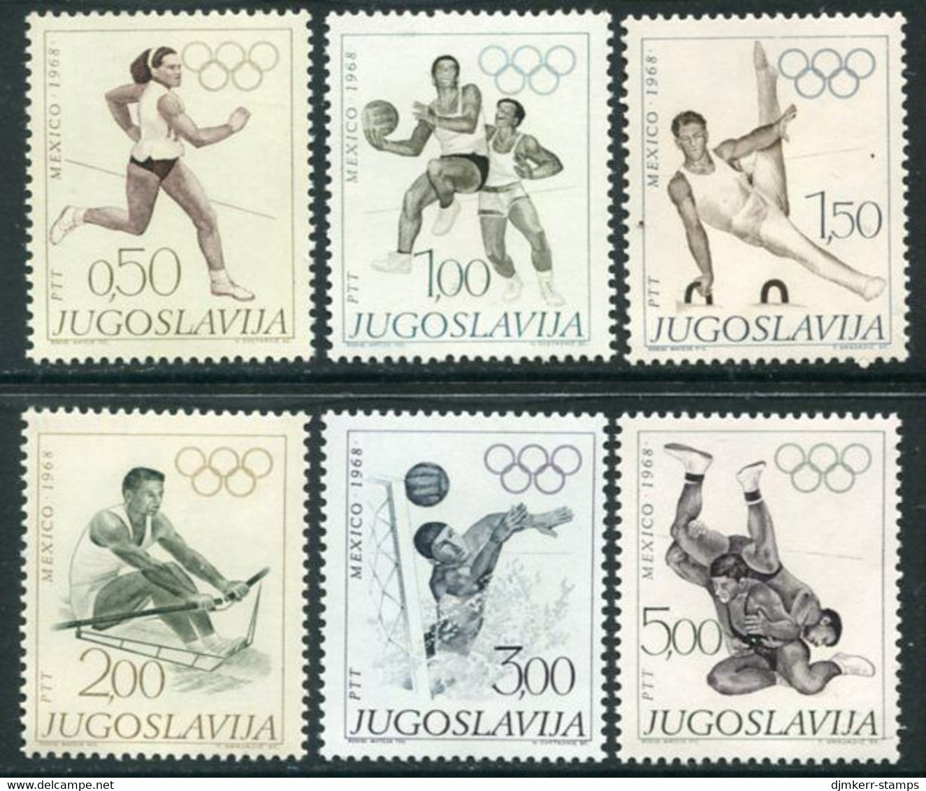 YUGOSLAVIA 1968 Olympic Games, Mexico City MNH / **.  Michel 1290-95 - Ungebraucht