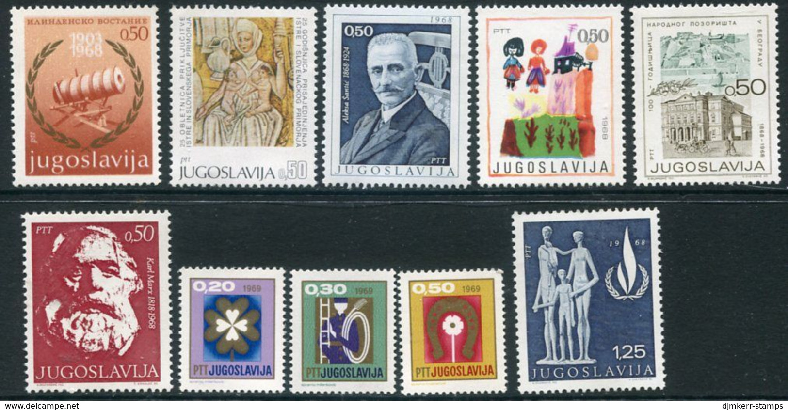 YUGOSLAVIA 1968 Eight Commemorative Issues MNH / **.  Michel 1296-97, 1303-06, 1313-16 - Nuevos