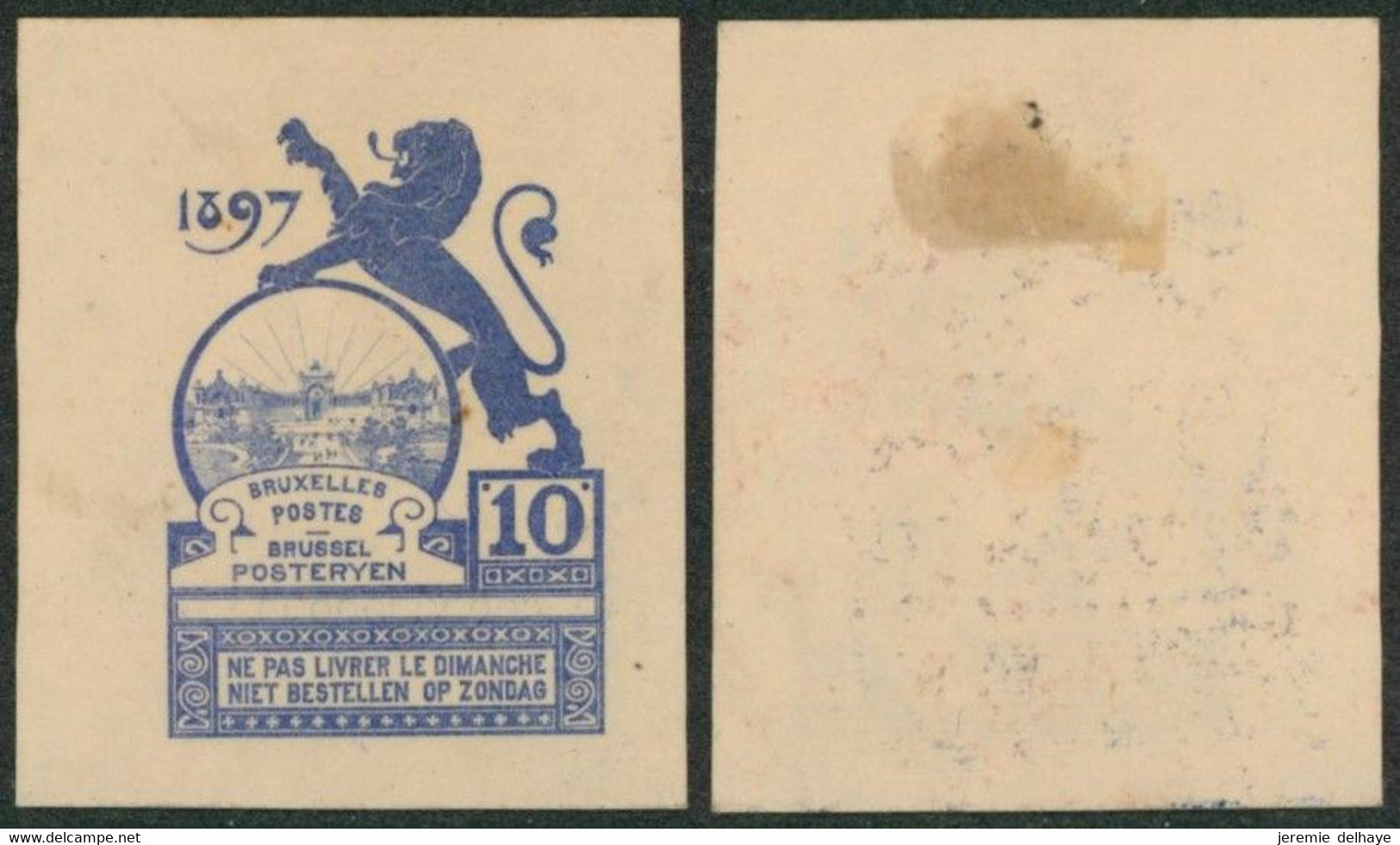 Essai - Proposition Du Peintre Louis Titz (Bruxelles Expositions 1897) Sur Papier Japon épais (1 Couleur) : STES 2223 - Prove E Ristampe