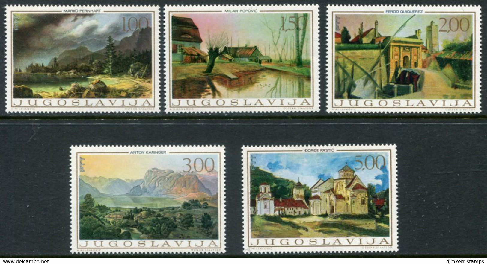 YUGOSLAVIA 1968 Landscape Paintings MNH / **.  Michel 1298-1302 - Neufs