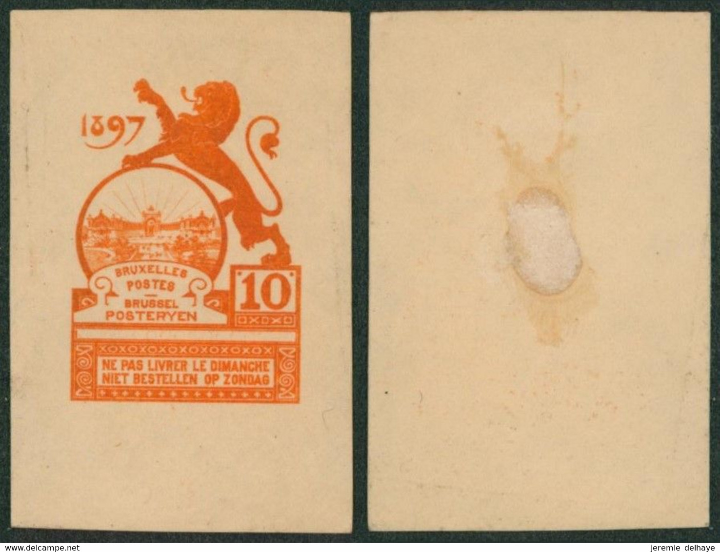 Essai - Proposition Du Peintre Louis Titz (Bruxelles Expositions 1897) Sur Papier Japon épais (1 Couleur) : STES 2230 - Proeven & Herdruk