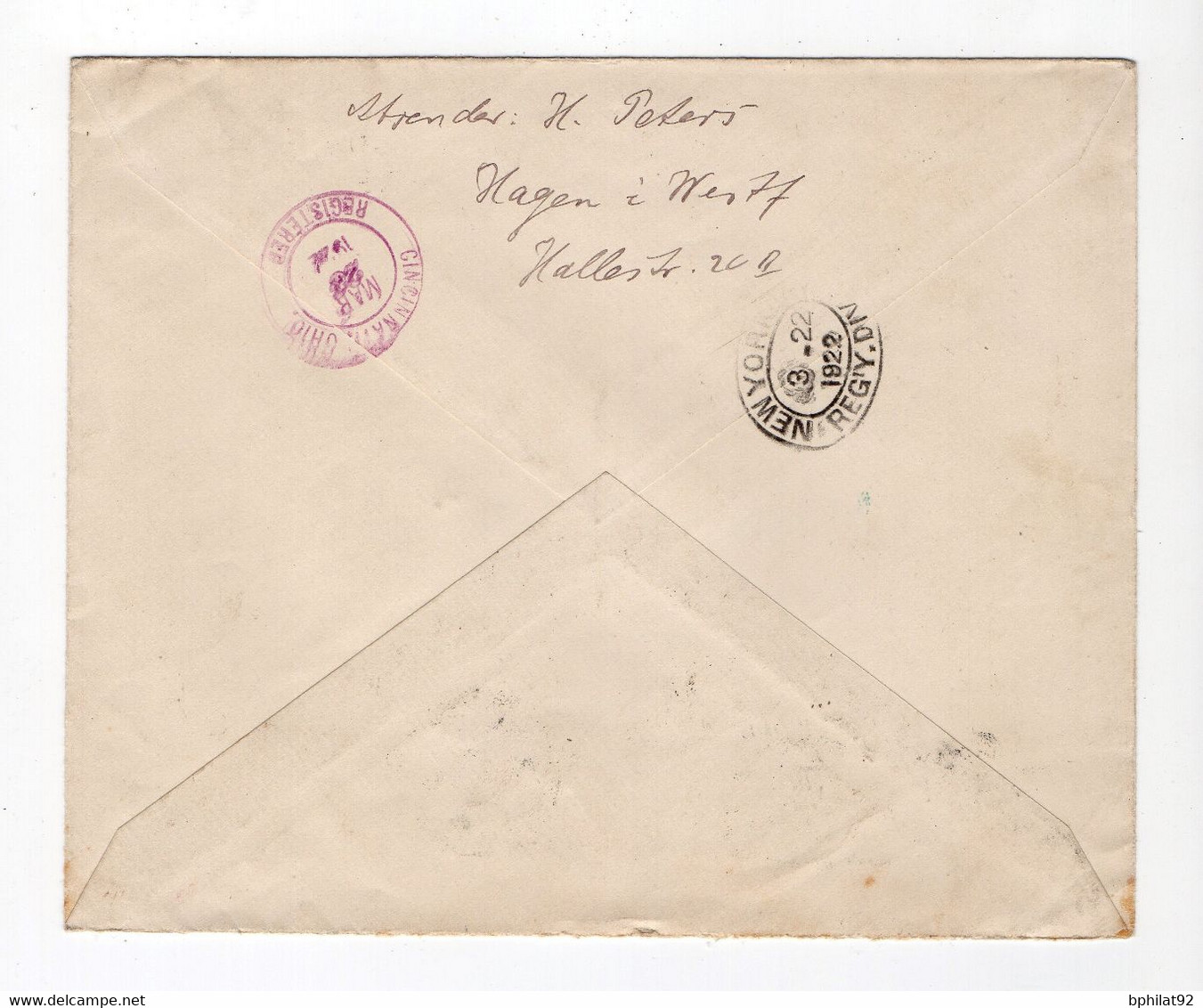 !!! MEMEL, LETTRE RECO D'UBERMEMEL DE 1922 POUR CINCINNATI, AFFRANCH MERSONS SURCHARGES - Storia Postale