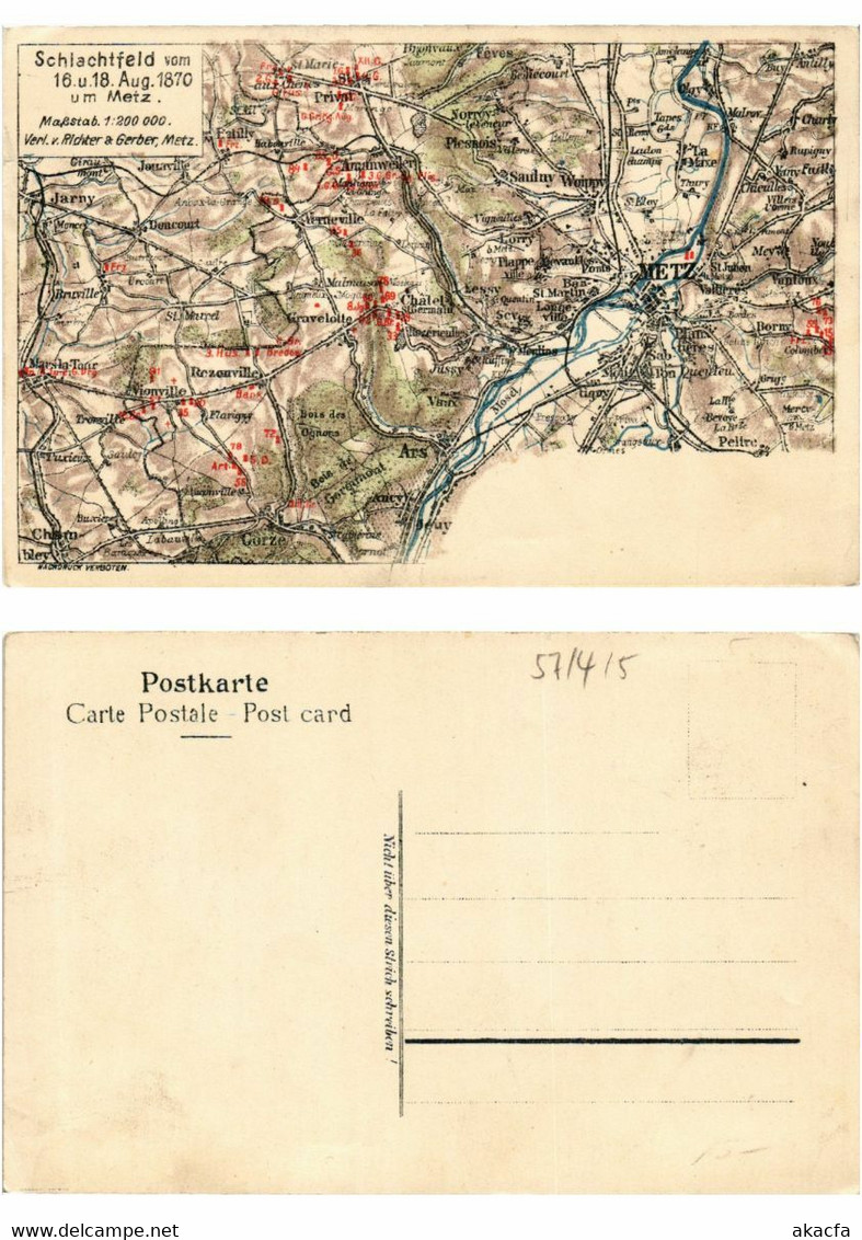 CPA AK Schlachtfeld 1870 Um METZ Map Carte. LOTHRINGEN (379371) - Metz Campagne