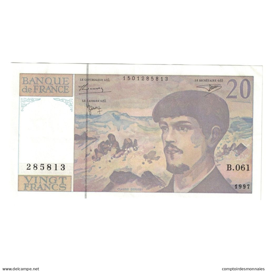 France, 20 Francs, Debussy, 1997, SPL, Fayette:66ter.02A61, KM:151i - 20 F 1980-1997 ''Debussy''