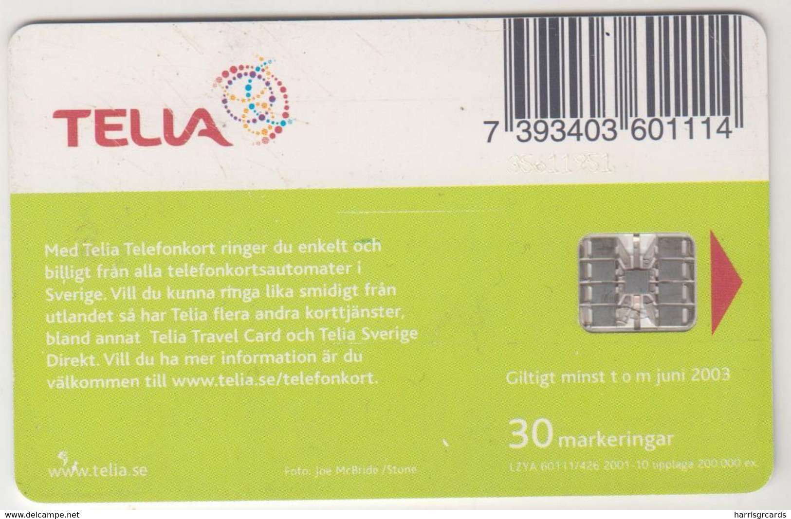 SWEDEN - Slalom , Telia 30U, 10/01, Tirage 200.000, Used - Schweden