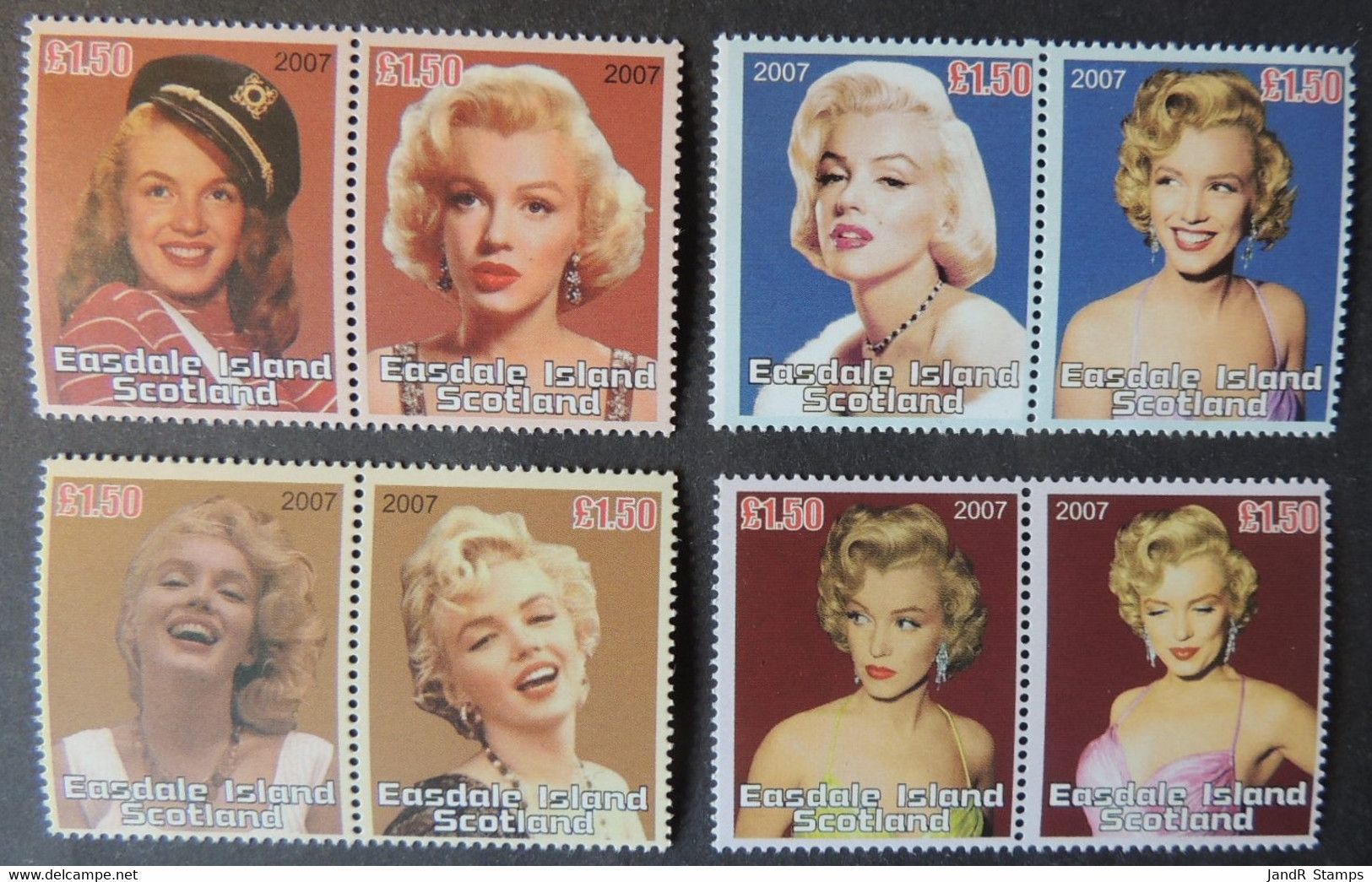 Easdale 2007 Gb Local Marilyn Monroe Set Of 8 In Perf Pairs Cinema Women - Local Issues