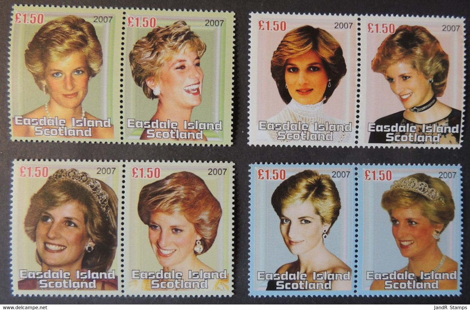 Easdale 2007 Gb Local Diana Set Of 8 In Perf Pairs Royalty Women - Local Issues