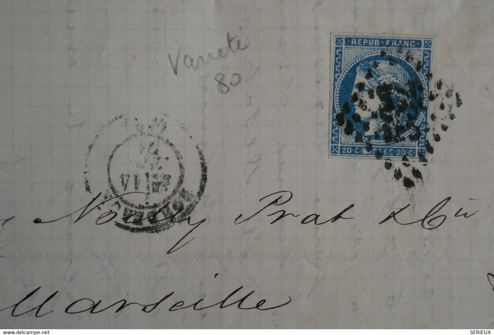 AH9 FRANCE BELLE LETTRE  1871 CETTE  POUR  BORDEAUX +N°45 REPORT II + AFFRANCH. INTERESSANT - 1870 Emisión De Bordeaux