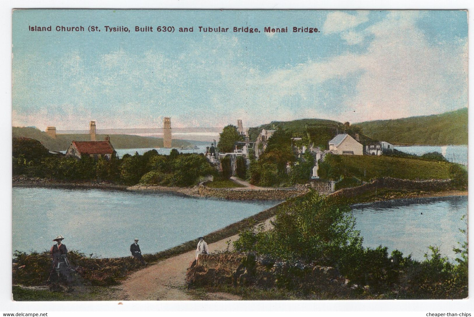 ISLAND CHURCH (St. Tresilio, Built 630) And Tubular And Menai Bridges - North Wales Postcard Company, Rhyl - Anglesey