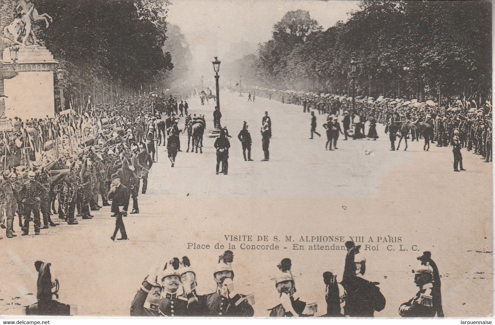75008 PARIS - Visite De S.M. Alphonse XIII à Paris - Place De La Concorde - En Attendant Le Roi - Arrondissement: 08