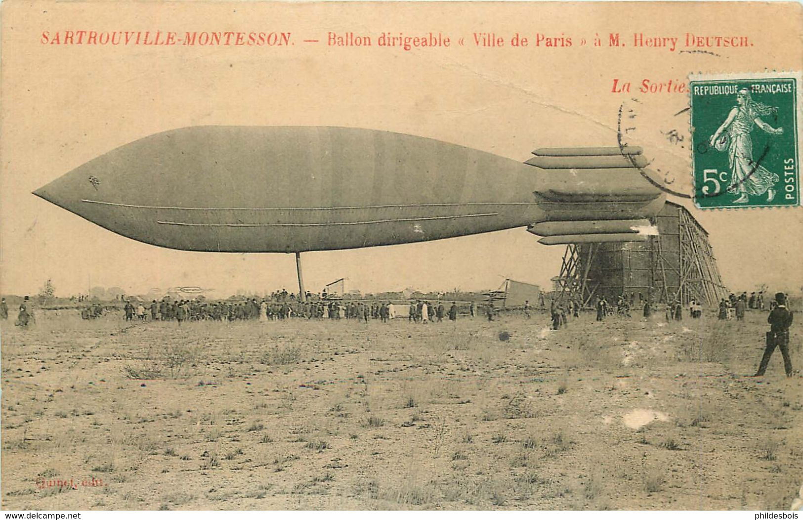 DIRIGEABLE Sartrouville / Montesson  " Ville De Paris " A Mr Henry DEUTSCH  La Sortie - Dirigibili