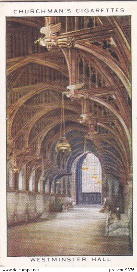 The Kings Coronation 1937 - 10 Westminster Hall - Churchman Cigarette Card - Original - Royalty - Churchman