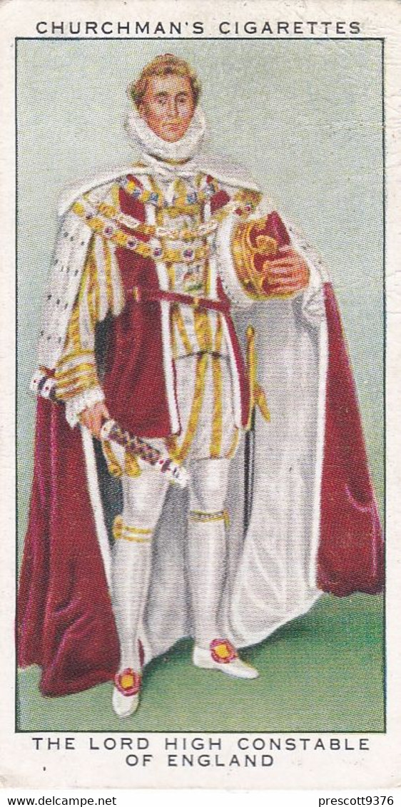 The Kings Coronation 1937 - 9 Lord High Constable - Churchman Cigarette Card - Original - Royalty - Churchman