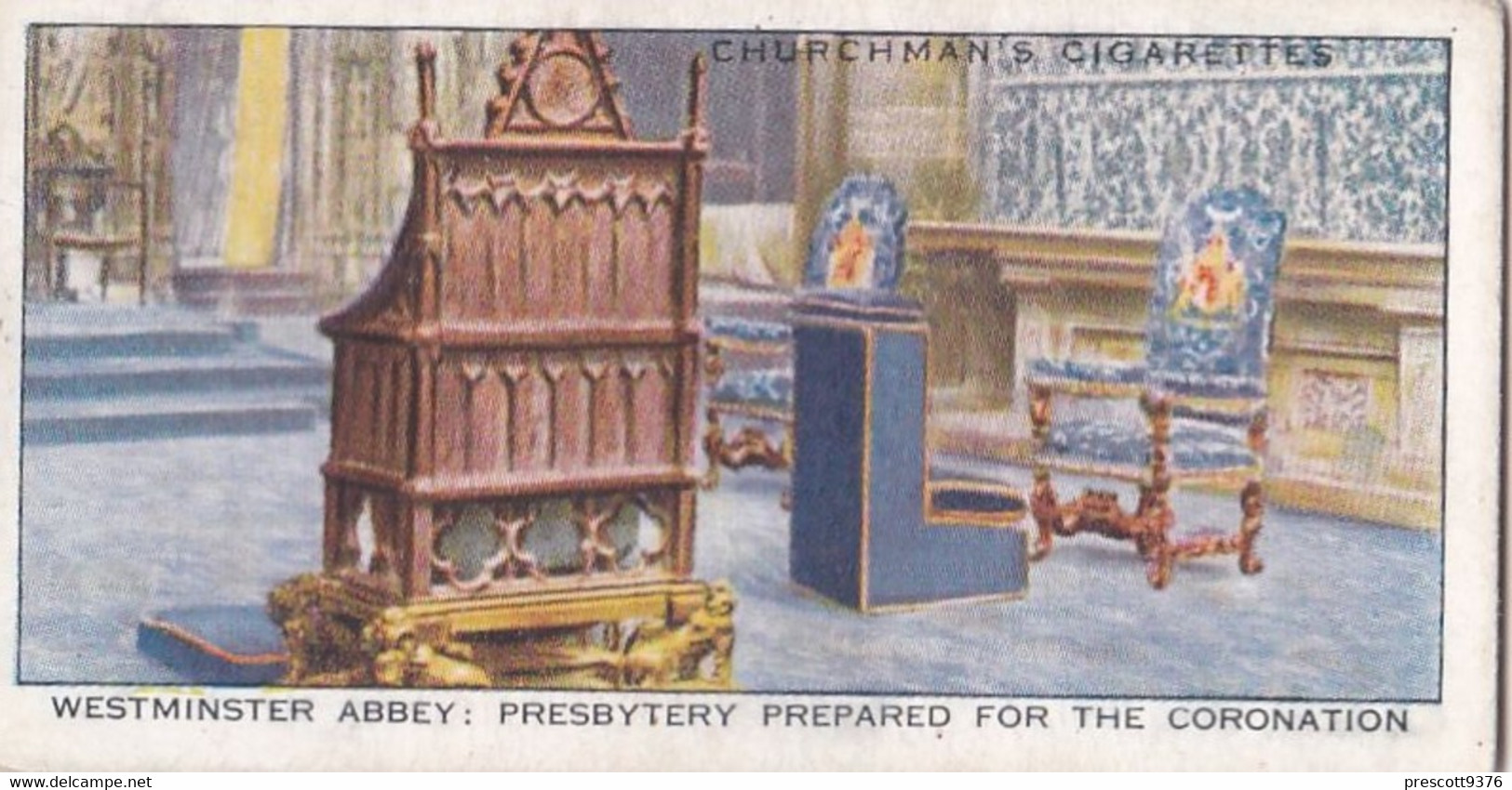 The Kings Coronation 1937 - 12 Presbytery, Westminster Abbey -  Churchman Cigarette Card - Original - Royalty - Churchman