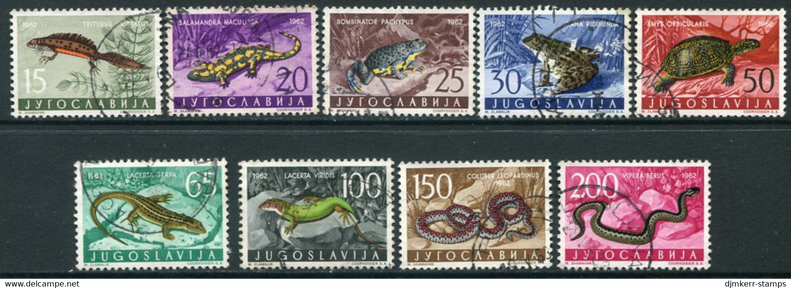YUGOSLAVIA 1962 Amphibians And Reptiles  Used.  Michel 1007-15 - Oblitérés