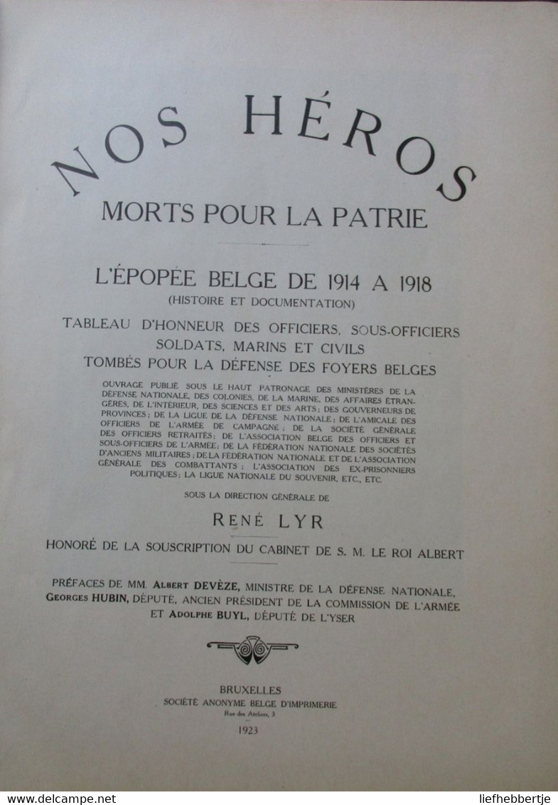 Nos Héros Morts Pour La Patrie - 1923 - Première Guerre - WO I - Eerste Wereldoorlog - Oorlogsslachtoffers Soldaten - Guerre 1914-18