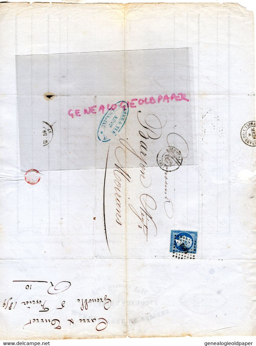 38-GRENOBLE-RARE LETTRE MANUSCRITE SIGNEE CARRE ET TURRET-1859- MANUFACTURE PAPIERS-16 PLACE GRENETTE-PAPETERIE - Druck & Papierwaren