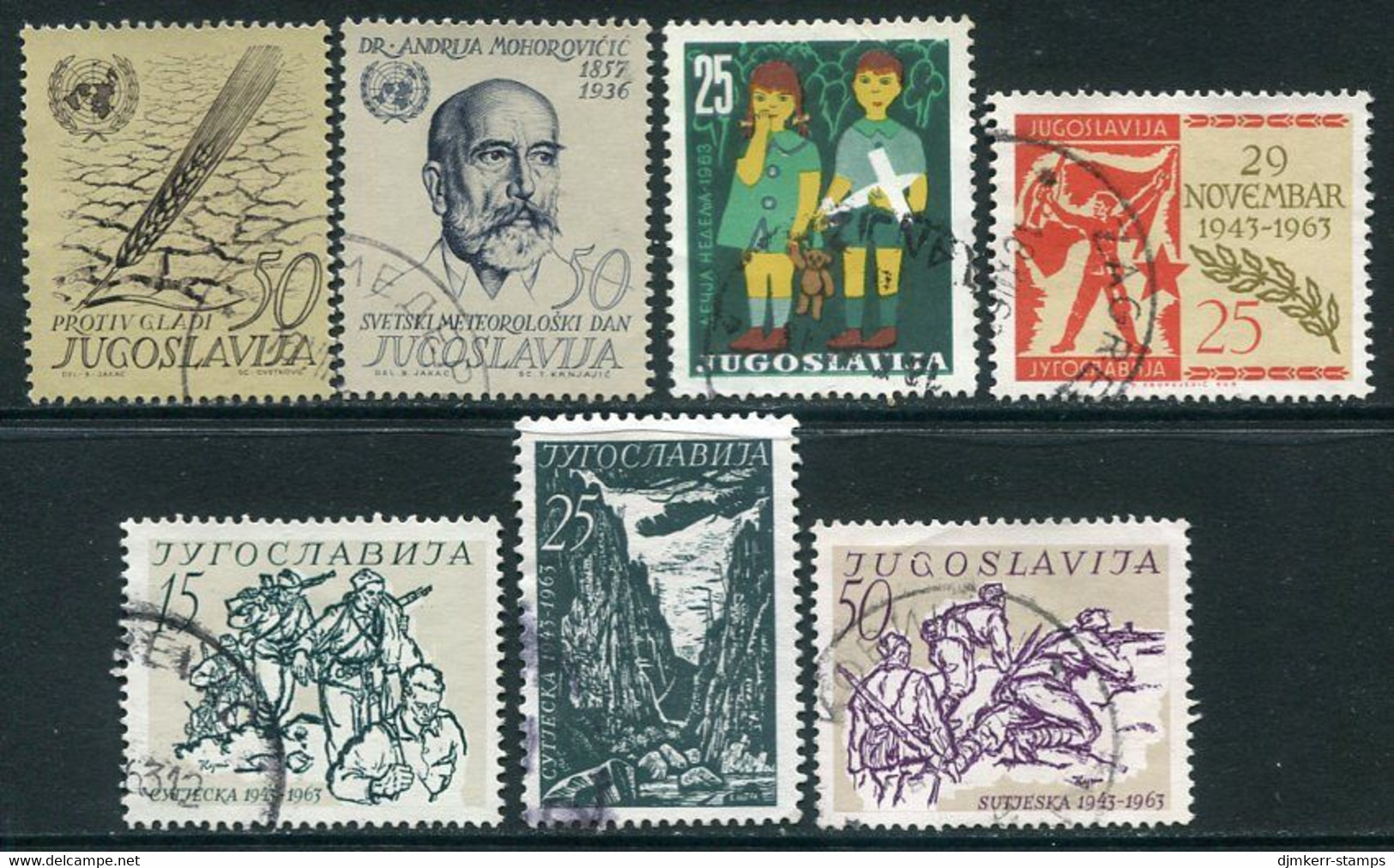 YUGOSLAVIA 1963 Five Commemorative Issues Used.  Michel 1032-33, 1046-48, 1056, 1063 - Usados