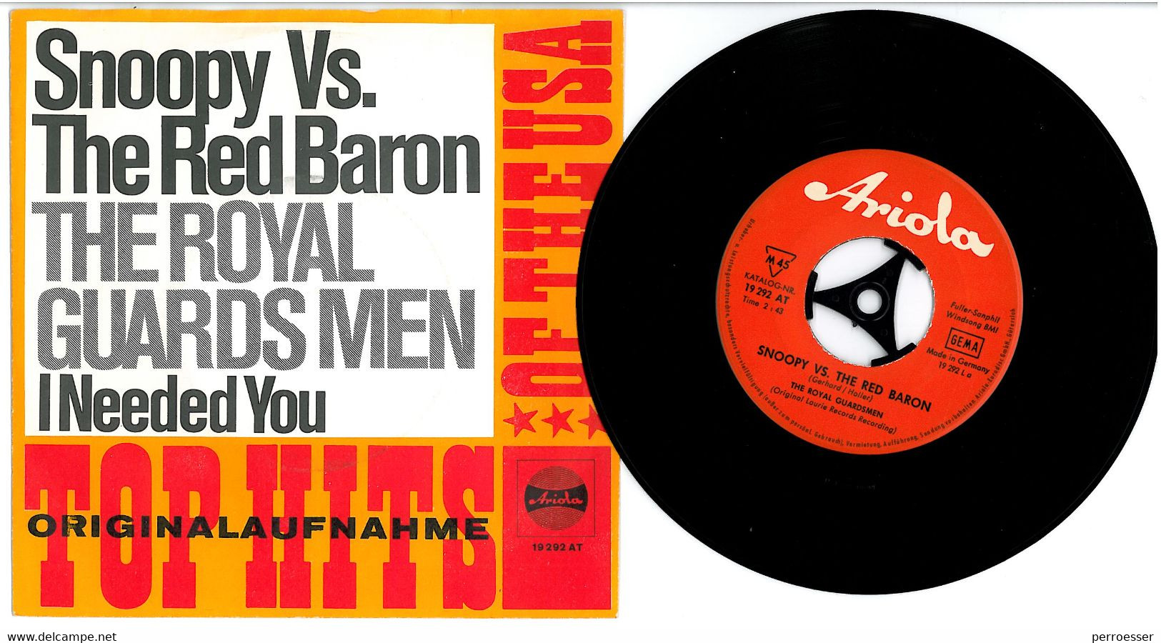 The Royal Guardsmen, Vinyl-Single. Titel : Snoopy Vs.The Red Baron U. I Needed You. Gebraucht. - Rock