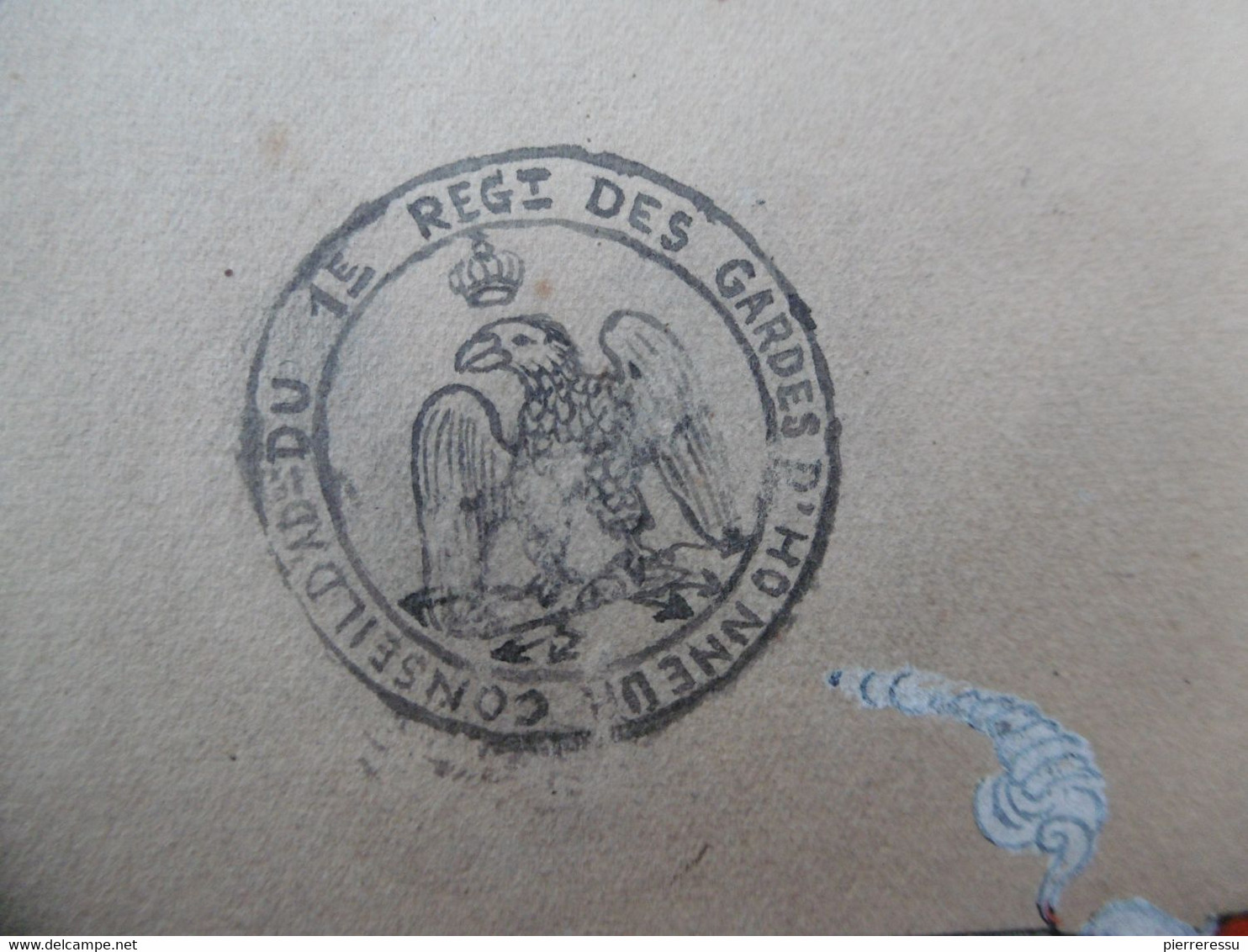 GARDE IMPERIALE GARDE D HONNEUR 1er REGIMENT DESSIN A LA GOUACHE 1813 BONAPARTE & JOSEPHINE - Documenten