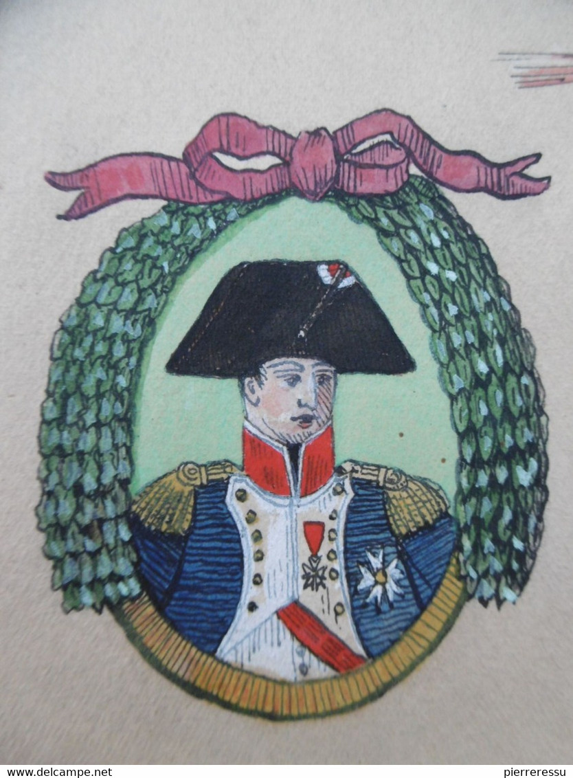 GARDE IMPERIALE GARDE D HONNEUR 1er REGIMENT DESSIN A LA GOUACHE 1813 BONAPARTE & JOSEPHINE - Dokumente