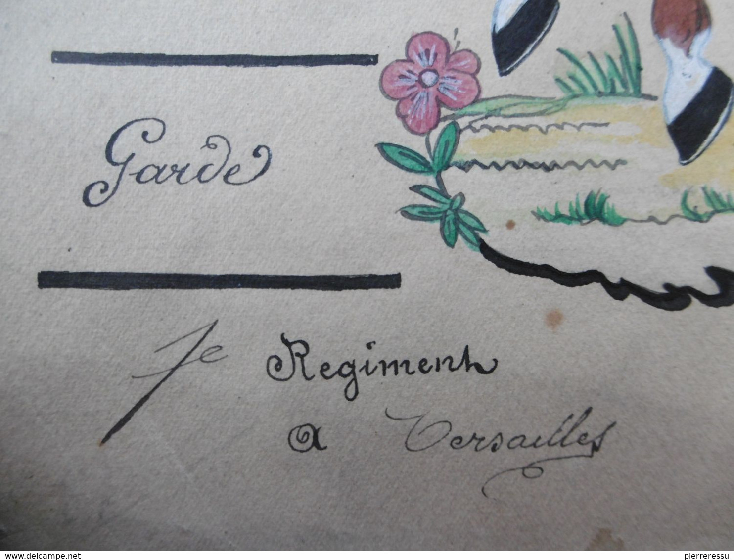 GARDE IMPERIALE GARDE D HONNEUR 1er REGIMENT DESSIN A LA GOUACHE 1813 BONAPARTE & JOSEPHINE - Documenti