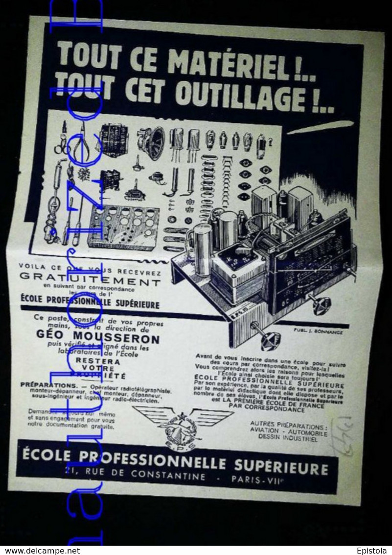 ► 1949 - Matériel Et Composants Radio EPS Ecole Professionnelle  Supérieur  (Ancienne Coupure De Presse) - Componentes