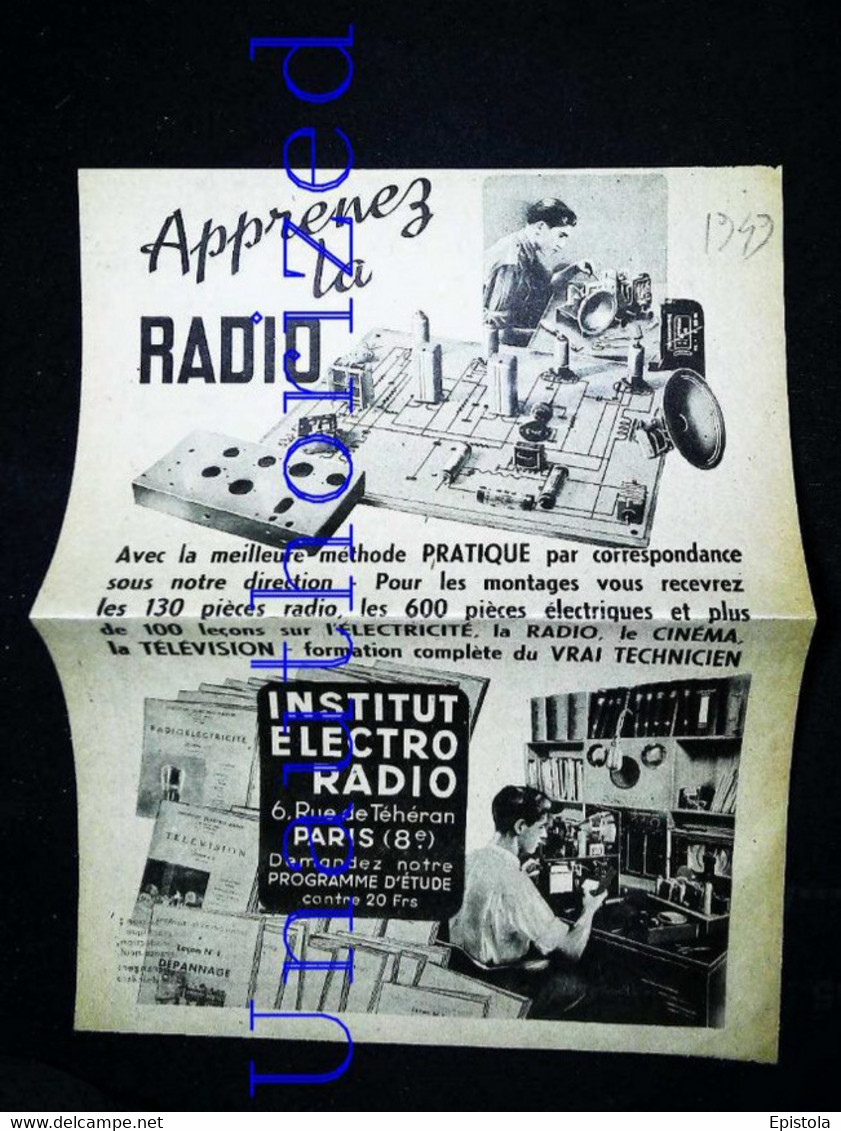 ► 1949 - Matériel Et Composants Radio Institut Electro Radio  (Ancienne Coupure De Presse) - Bauteile