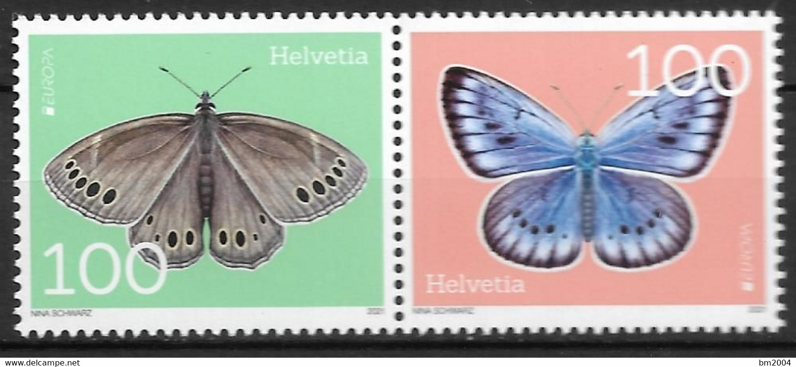 2021 Schweiz Mi.2706-7 **MNH   Europa: Gefährdete Wildtiere. - Nuevos